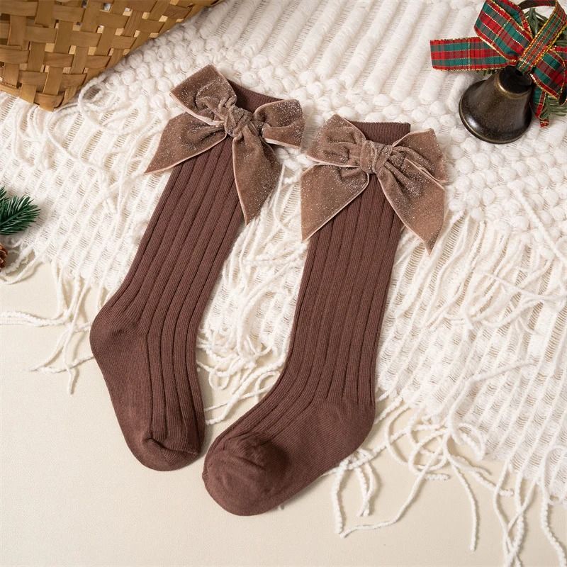 Baby Girls Knee High Bow Socks Soft Cotton Winter and Autumn Kids Socks