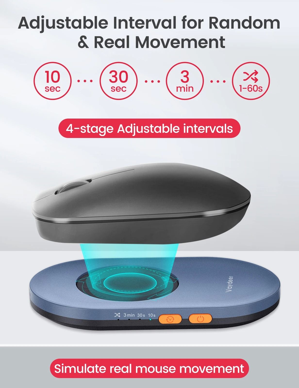 Undetectable Professional Mouse Jiggler with Power Adapter