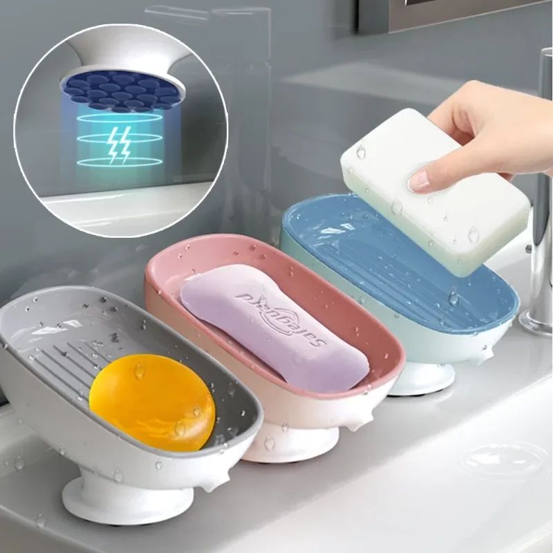Self Draining Soap Holder Suction Bathroom Soap Dish