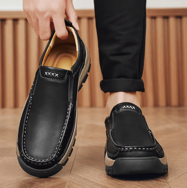 Men Hand Stitched Casual Loafers Comfortable Breathable Slip On Everyday Shoes