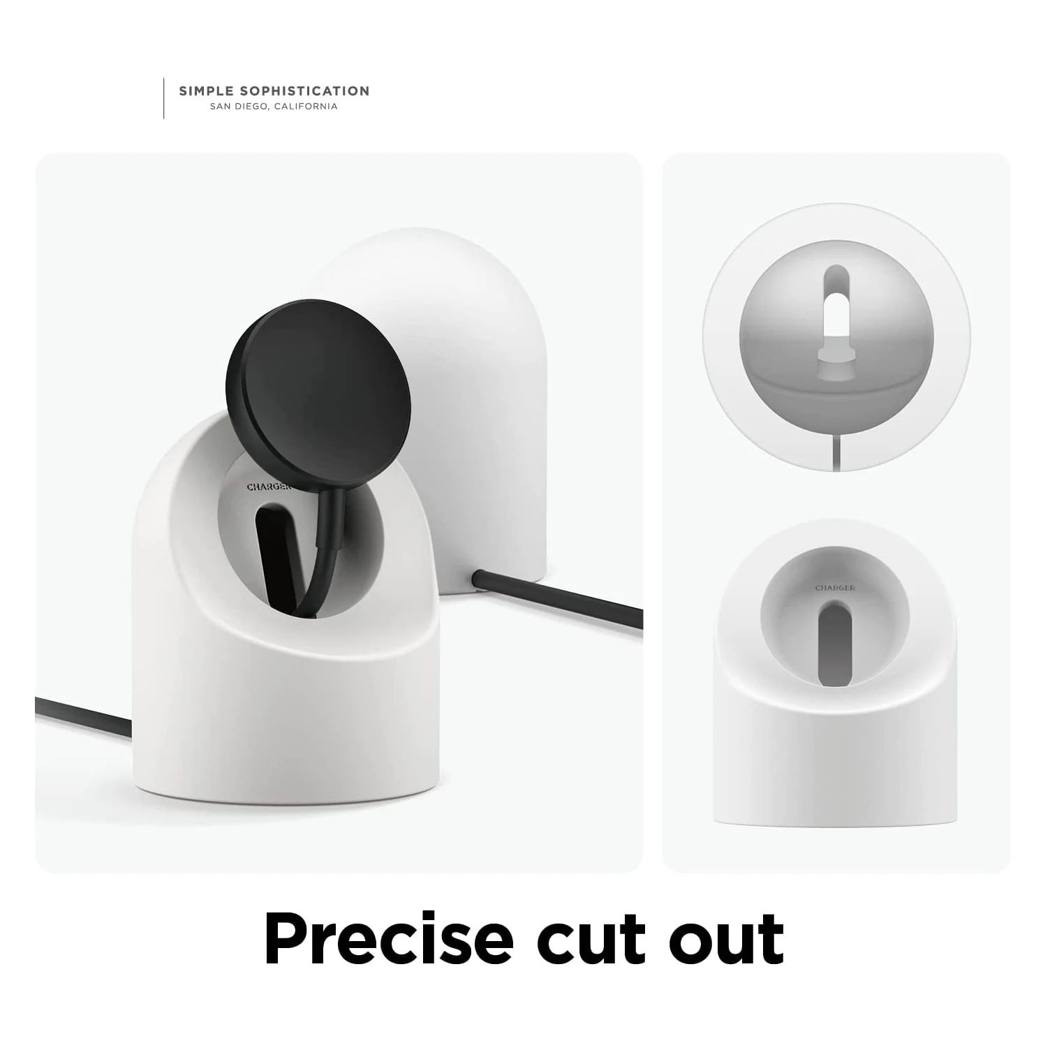 Samsung Galaxy Watch Charger Stand with Cable Management – Silicone Dock for 40/44/45mm (Watch 3/4/5/5 Pro)