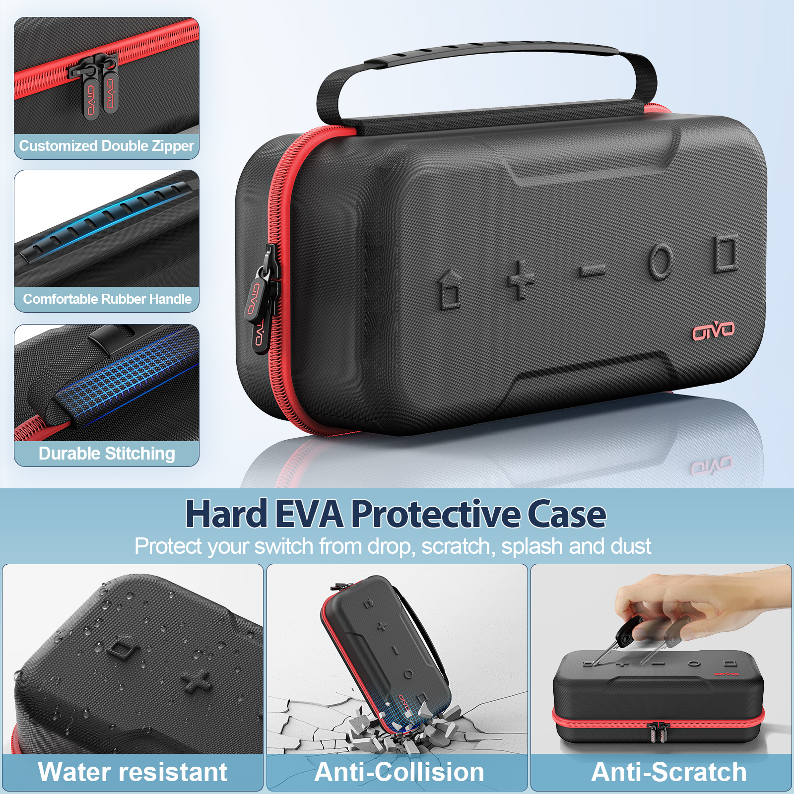 OIVO Large Storage Bag for Nintendo Switch, Waterproof Travel Case, Anti-Scratch Carrying Bag for Switch OLED