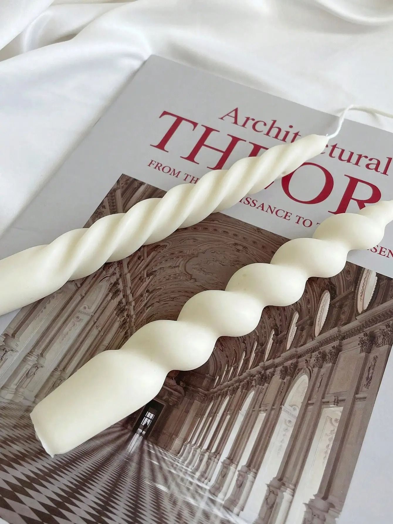 Pastel Twisted Taper Candles Unscented Soy Wax Decorative Candle Set of 2