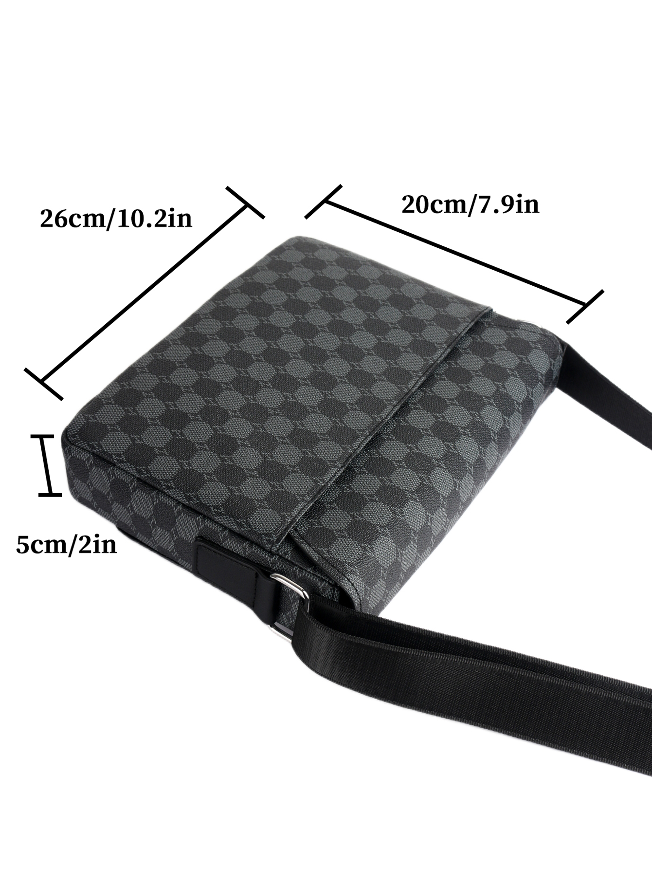 Mens Crossbody Business Briefcase Fashionable Plaid Large Capacity Shoulder Bag
