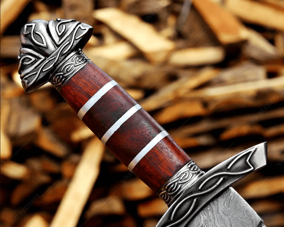 Viking Norse Longsword | Damascus Steel Blade | Decorative Steel Handle | Cosplay Collectible