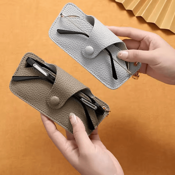 RetroCarry PU Leather Glasses Pouch with Lanyard Strap