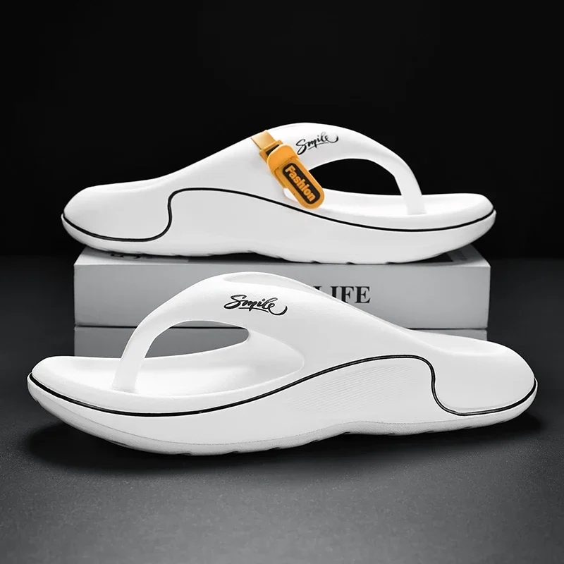 Summer Men Platform Flip Flops, Anti-Slip EVA Slippers, Thick Soft Sole Outdoor Sandals, Cloud Cushion Bathroom Slides