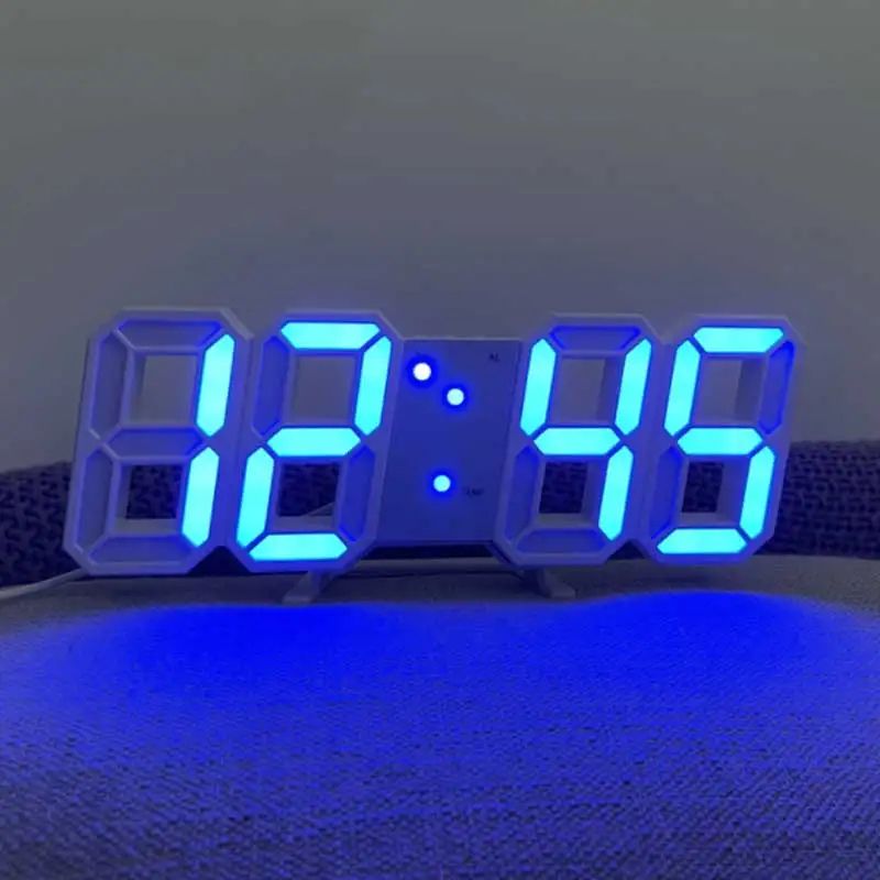 Modern LED Digital Alarm Clock Voice Activated Silent Desk Clock with 3D Display