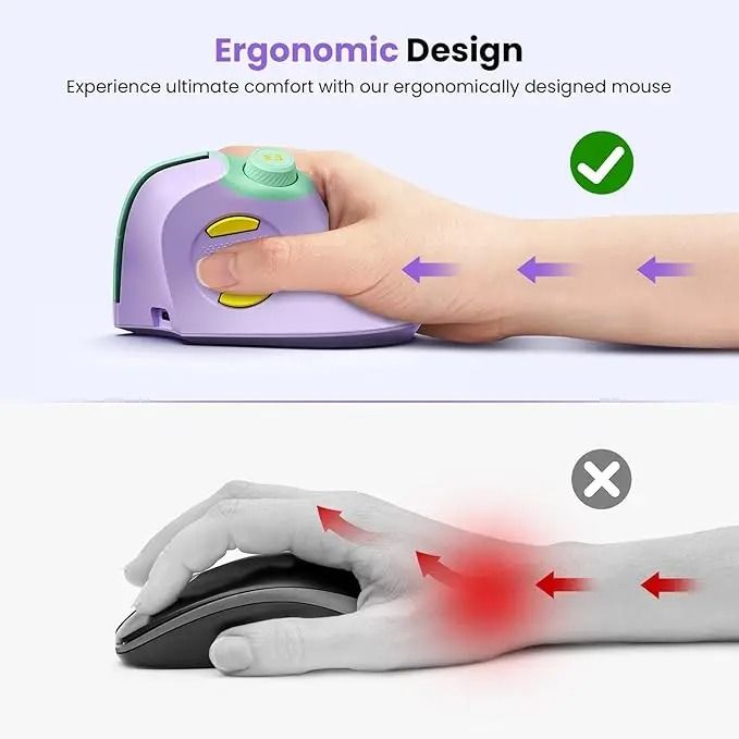 Ergonomic Vertical Wireless Mouse with Multi-Device Mastery