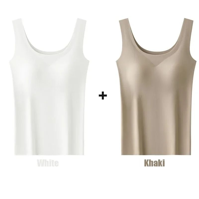 Womens Seamless Tank Top With Chest Pad 2 Pack