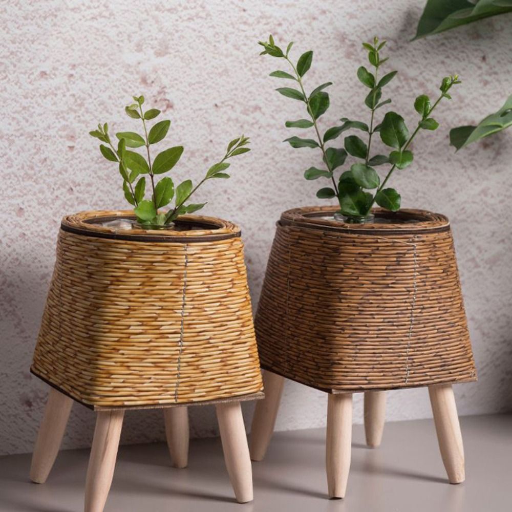Fashion Rattan Woven Flower Pot, Creative Flower Planters, Durable Hand Wove Plant Stand, With Removable Legs