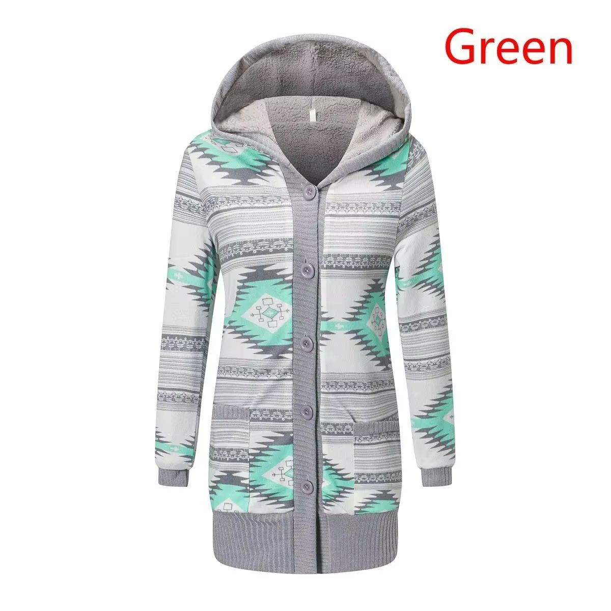 Cozy Striped Hooded Women's Cardigan – Plush Lined, Long Sleeve Autumn Winter Sweater Coat