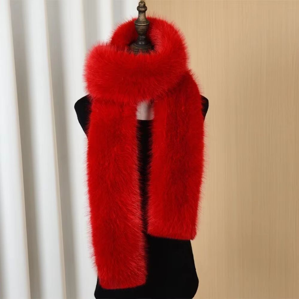 Luxury Plush Fake Fur Long Scarf 70.87in Soft Winter Wrap & Shawl