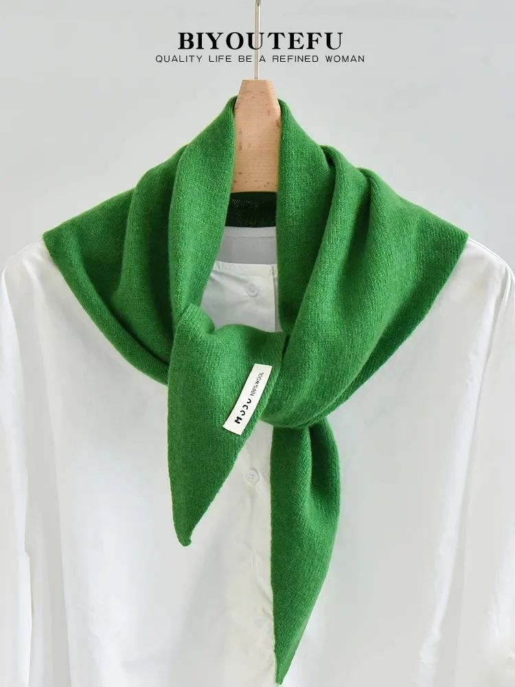 Australian Wool Knitted Triangle Scarf – Women's Warm Autumn Winter Neck Shawl