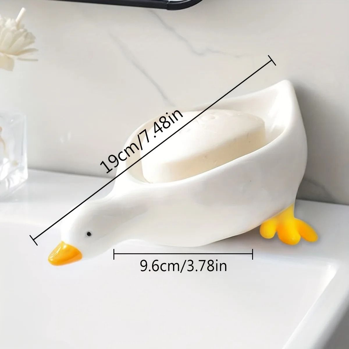 Cute Duck Shaped Soap Dish Self Draining Bathroom Holder