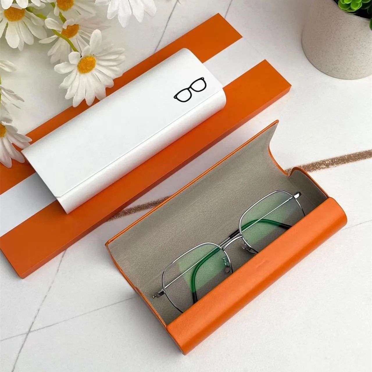 Premium High-Grade Leather Glasses Case | Compression-Proof Protective Storage