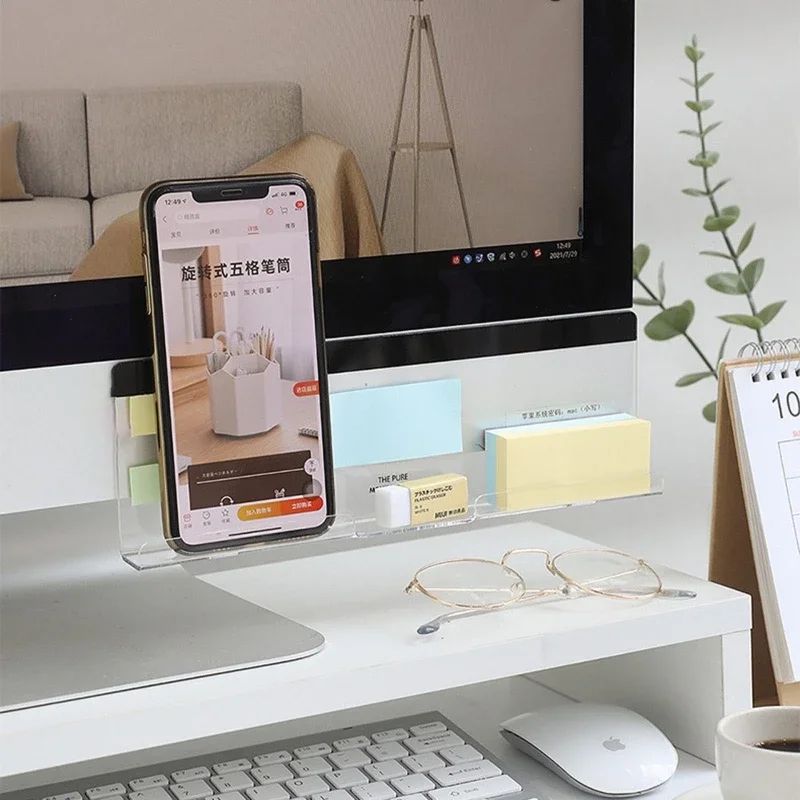 Under-Monitor Desk Storage Rack with Message Board and Phone Holder