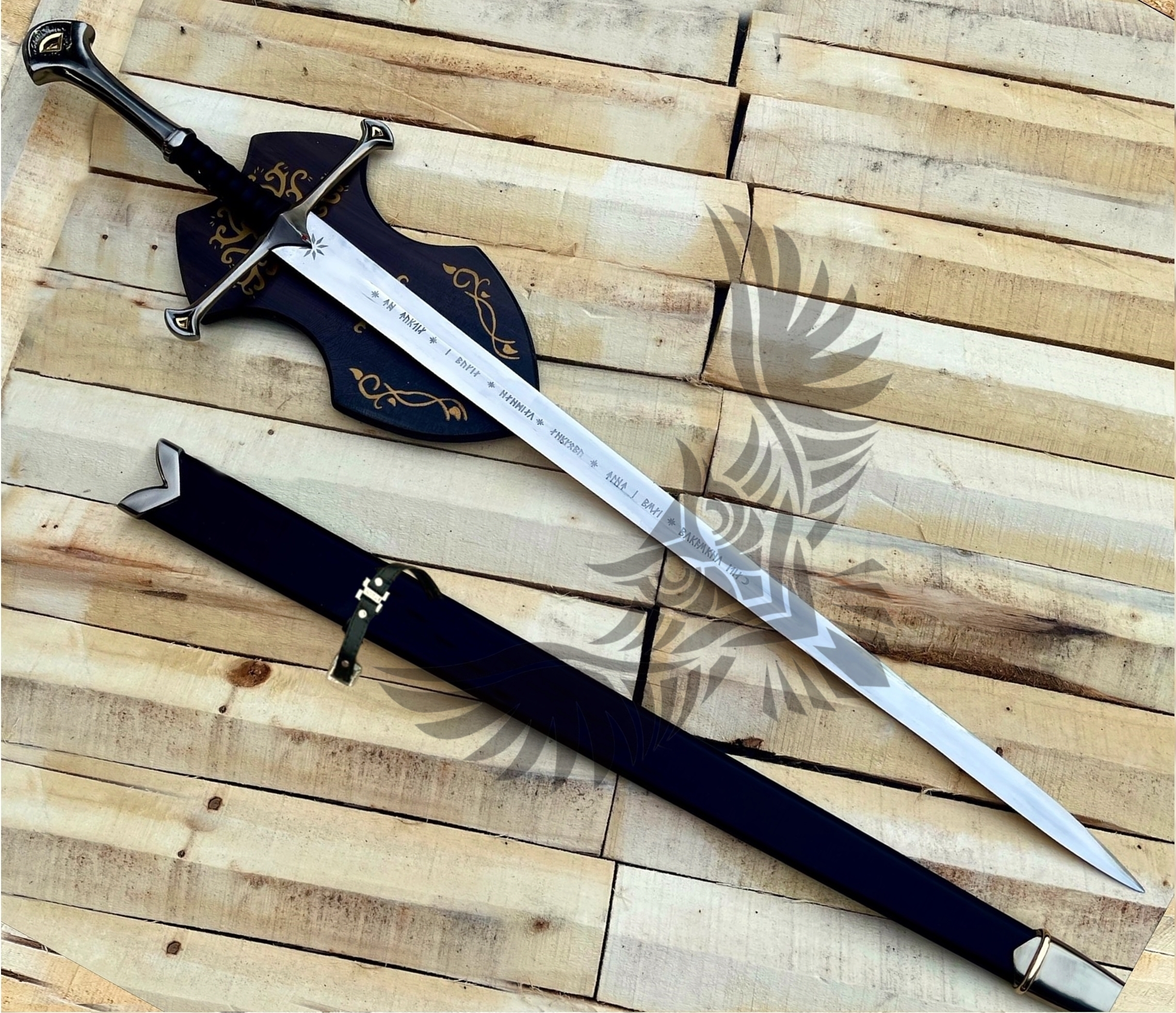 ANDURIL – Sword of the Strider Custom Engraved Aragorn Sword | Lord of the Rings Inspired Ranger Sword with Wall Plaqu