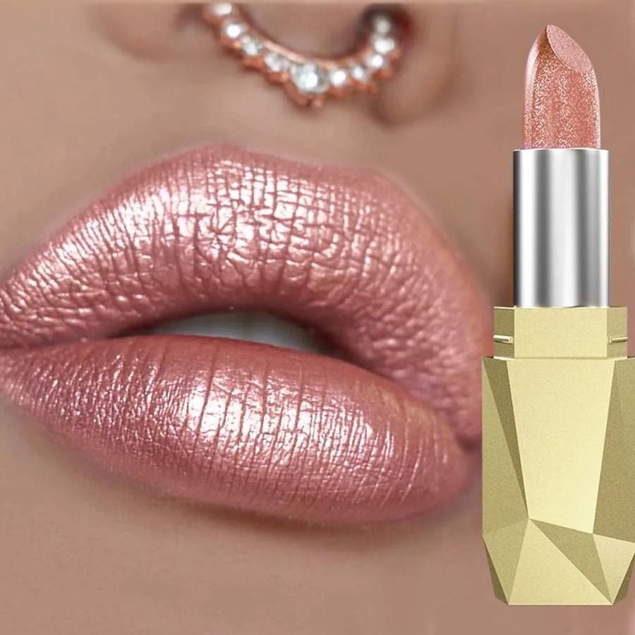 Metallic Glitter Lipstick Waterproof Long Lasting Shimmer Lip Glaze