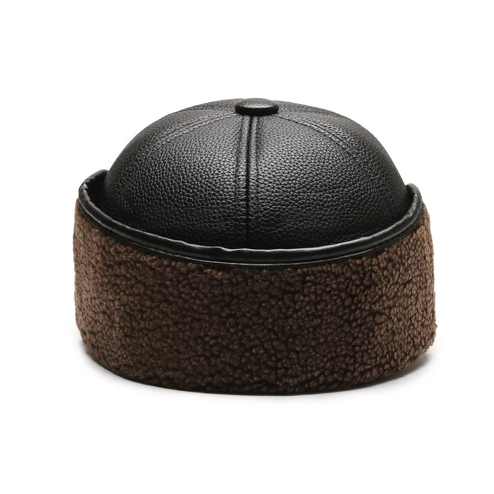 Winter Baseball Cap Men PU Leather Bomber Caps, Warm Thicker Dad Hat With Earflaps, Windproof Tongue Hat