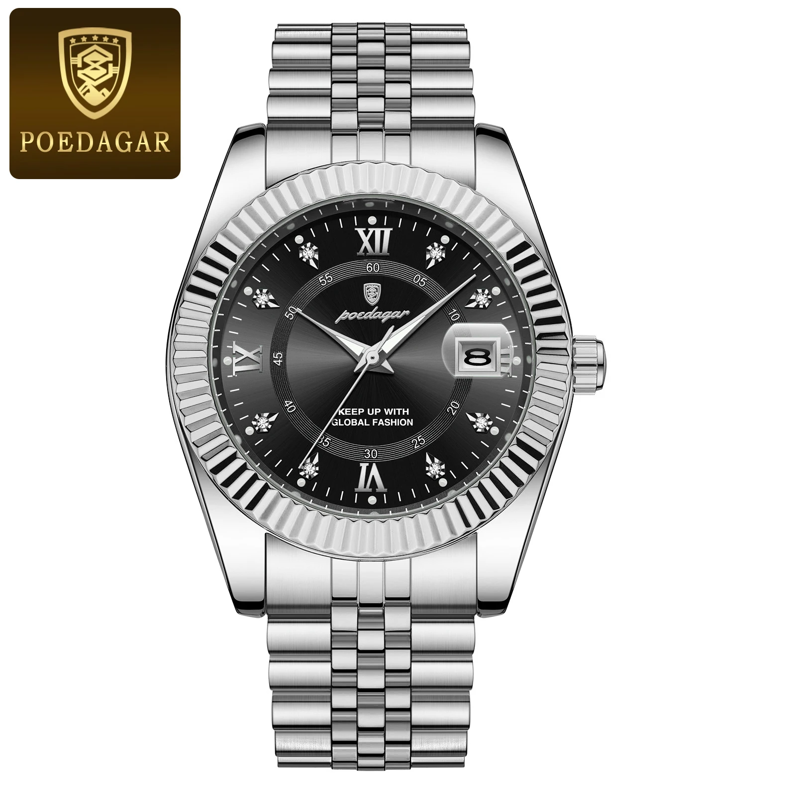Waterproof Luxury Men's Quartz Watch, Military Date Wristwatch, Stainless Steel Fashion Watch