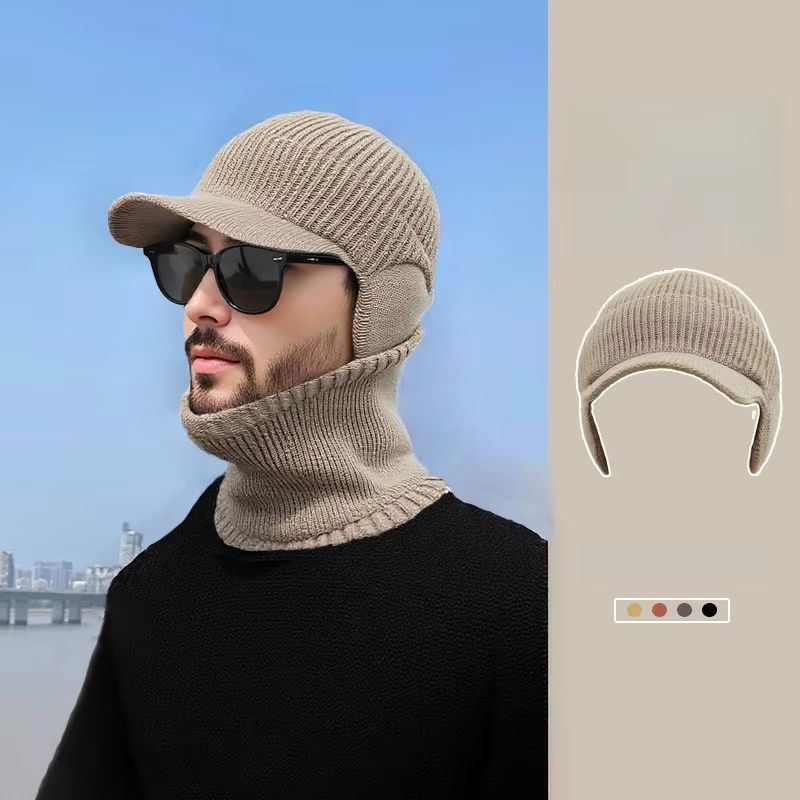 Men's Windproof Knitted Balaclava Hat with Thermal Neck Cover