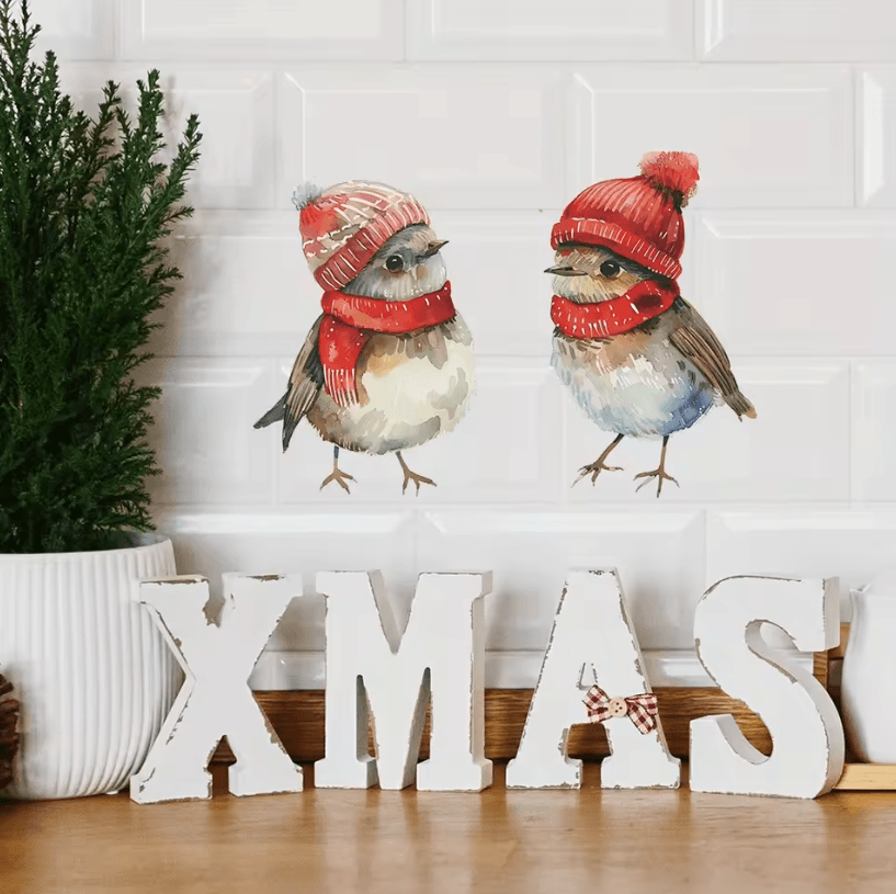 Christmas Holiday Window Clings Festive Bird Decor Stickers for Home, Bathroom, Thanksgiving and New Year