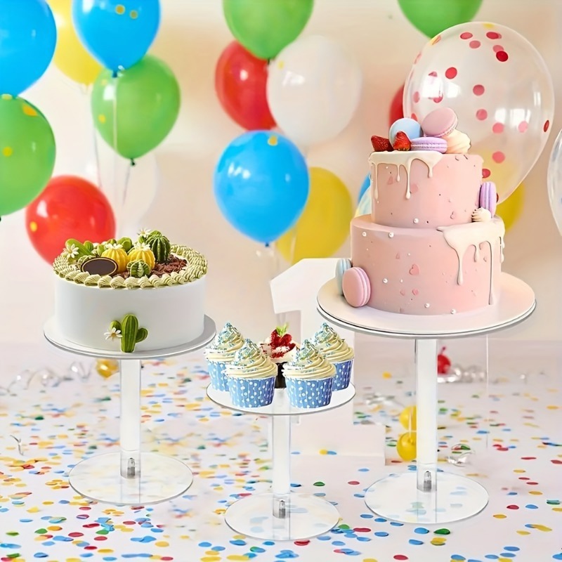 Elegant Transparent Acrylic Round Cake Stand for Desserts, Cupcakes, and Pastry Displays – Perfect for Weddings, Events,