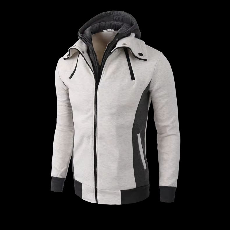 Urban Slim-Fit Fleece Bomber Jacket with Scarf-Style Stand Collar