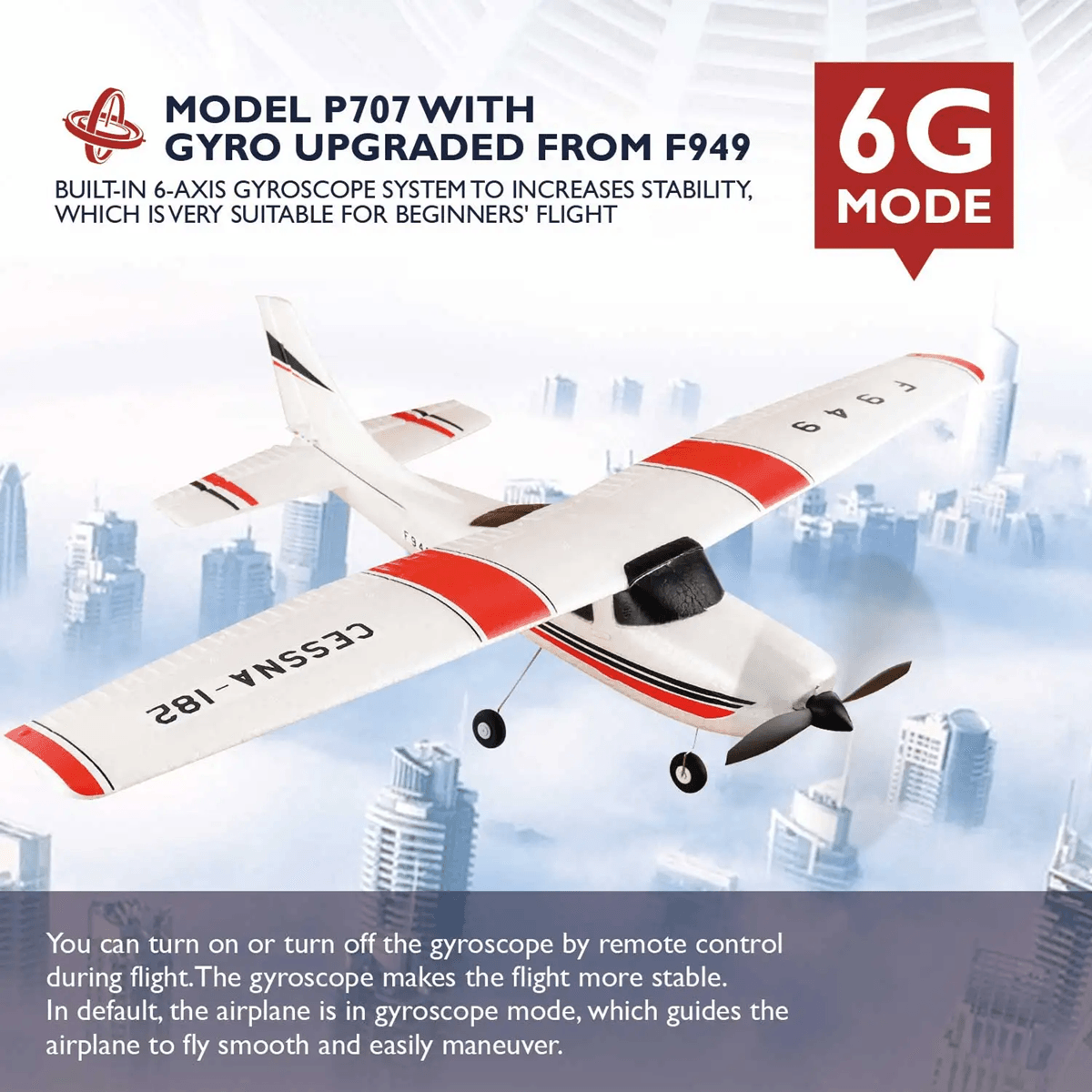 WLtoys F949 RC Airplane Cessna 182 with Gyroscope and 3D6G Flight Mode