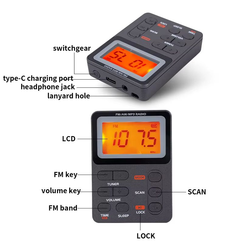 SoundMate Compact FM/AM Radio with MP3 & Headphone Jack
