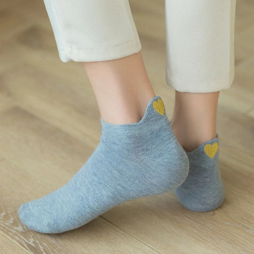 Sweet Heart Embroidered Low-Cut Boat Socks and Active Compression Anklets