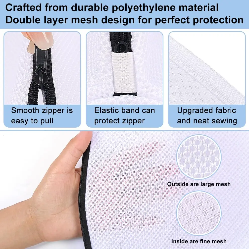 Shoe Washing Bag, Mesh Shoe Laundry Bags with Zip, Storage Bag for Sneakers, Running Shoes, Socks, Bras Organizer
