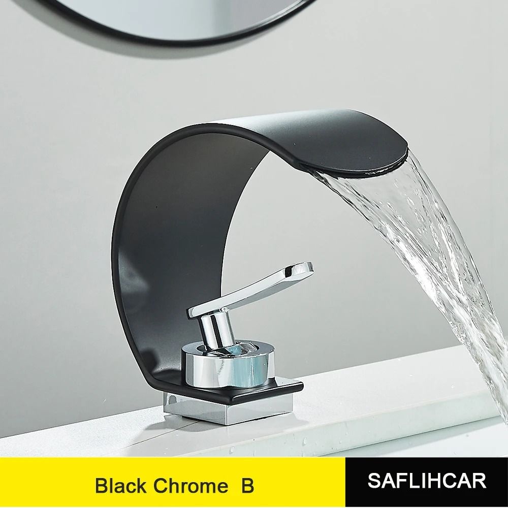 Black Thin Style Bathroom Sink Faucet with Hot and Cold Water Mixer