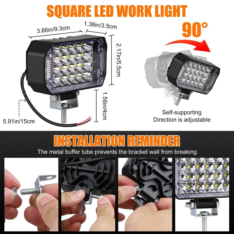 LED Work Light Bar High-Performance Offroad Fog & Spot Pods for Trucks, ATVs, SUVs, and Motorcycles