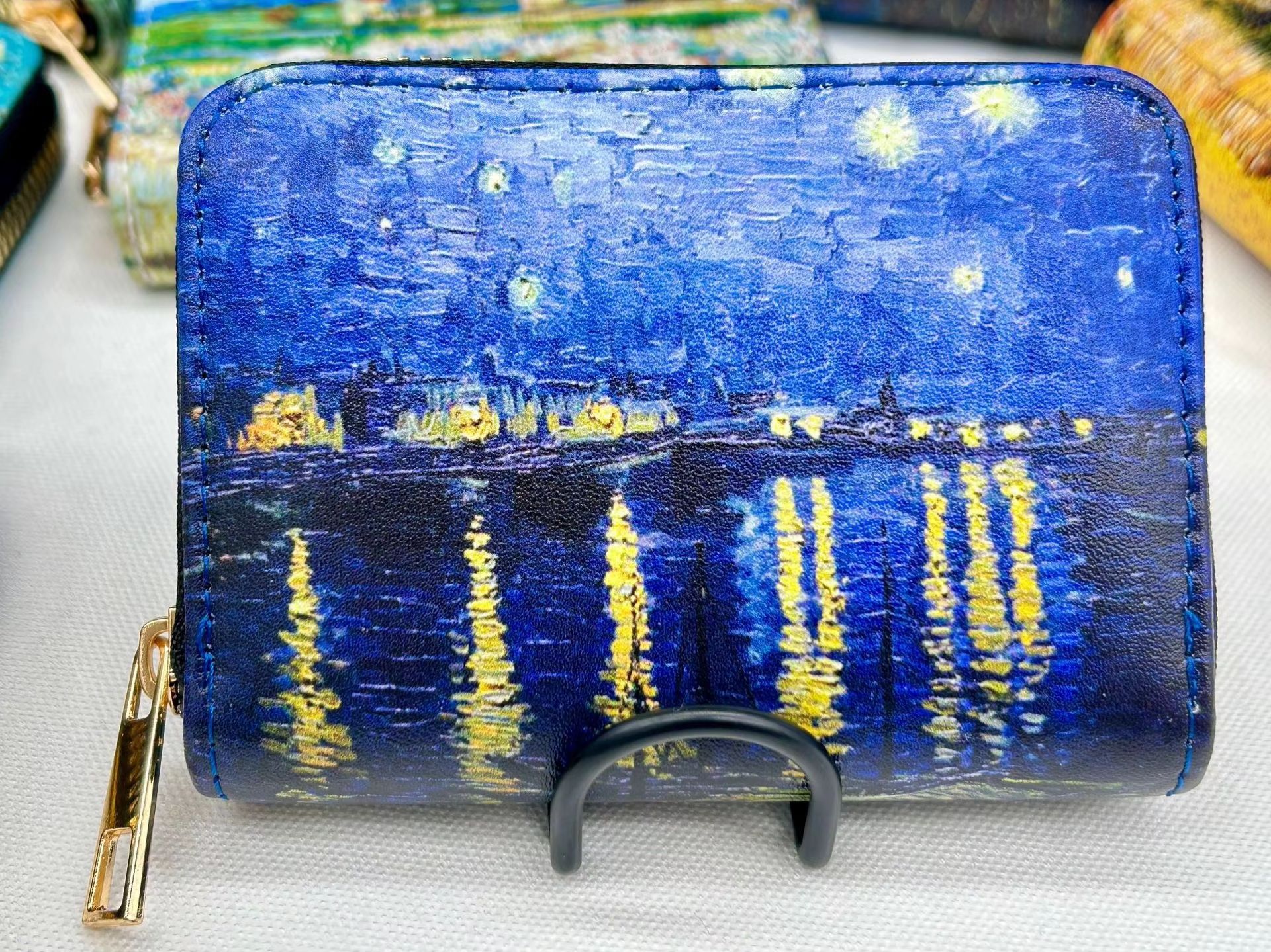 Van Gogh Art Card Holder Wallet – Premium Vegan Leather, Multi-Function Zipper Wallet for Men & Women