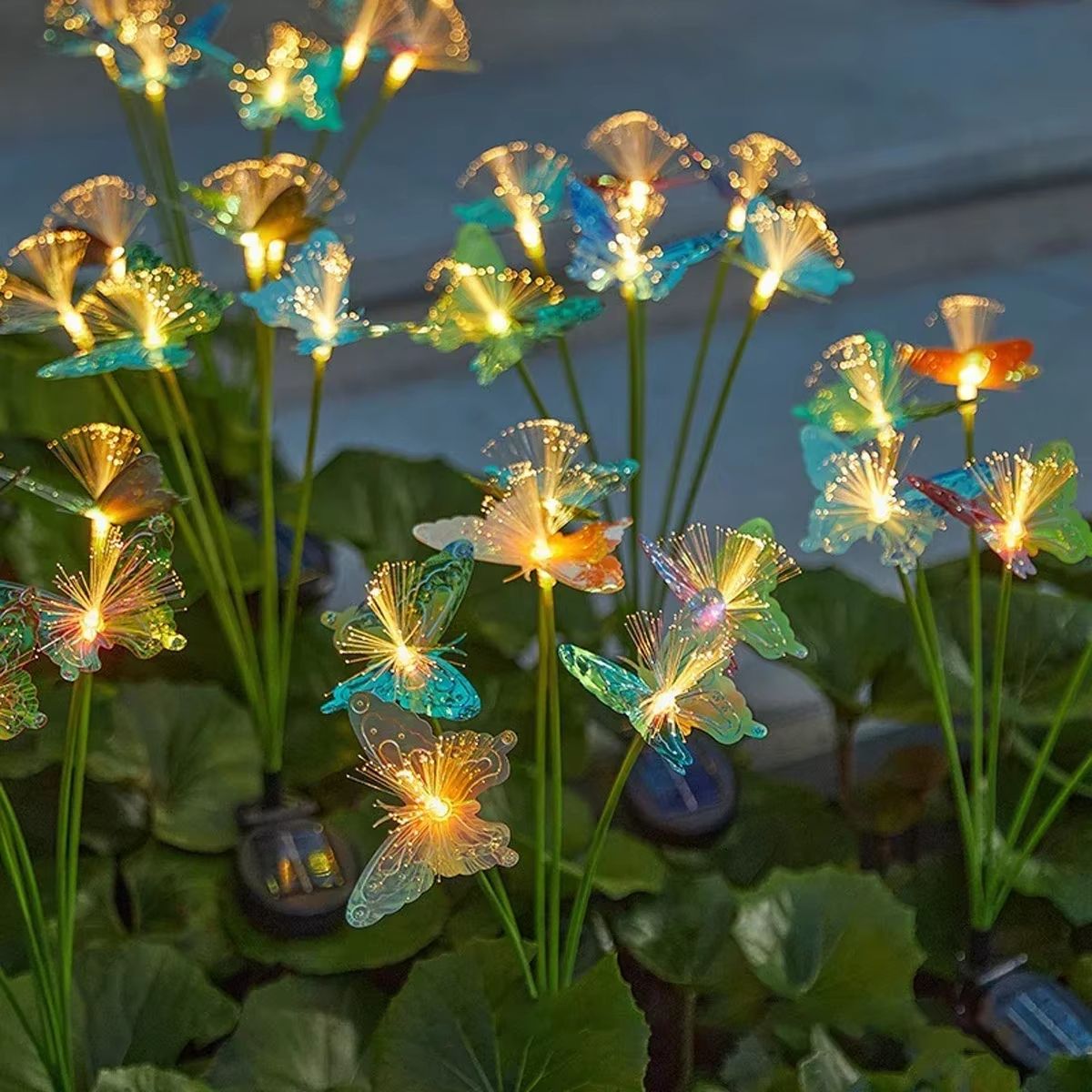 Solar Powered Butterfly Fiber Optic Garden Light with 6 Heads