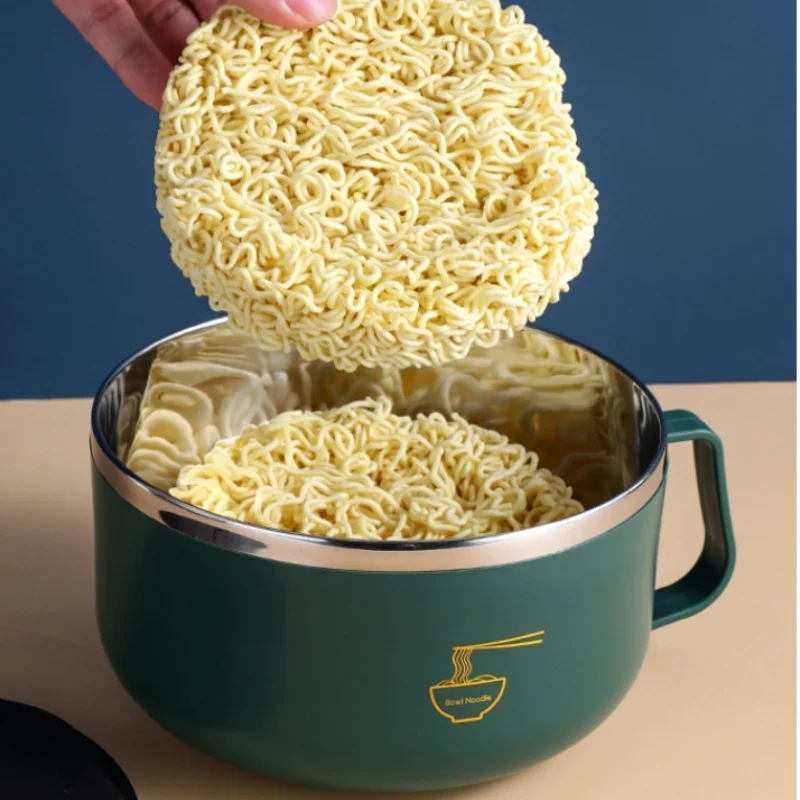 Stainless Steel Noodle Bowl with Lid Heat-Resistant Instant Noodles Cooker