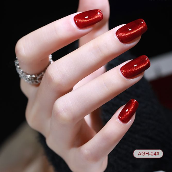 Gel Nail Polish - Red Cat Eye Nail Varnish Gel for Professional & Home Manicures
