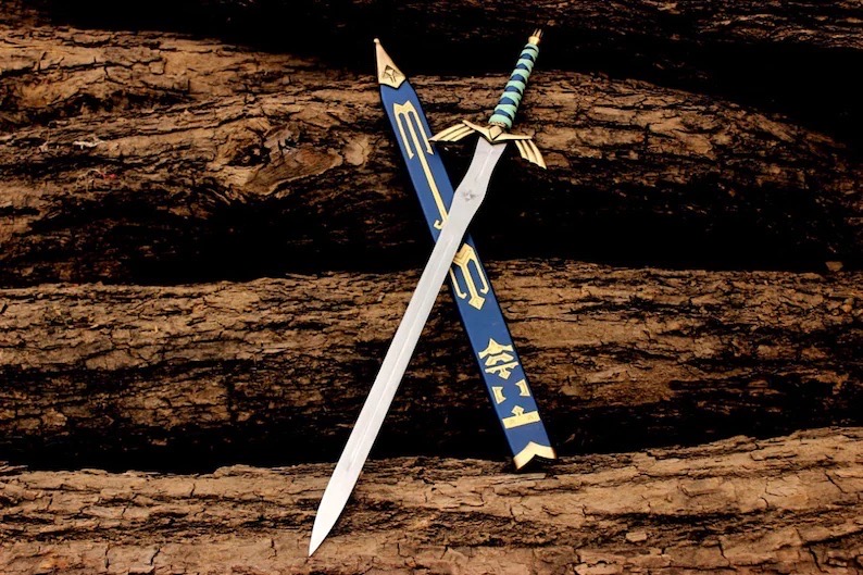 CUSTOM Hand Forged Stainless Steel The LEGEND of ZELDA Full Tang Skyward Link's Master Sword with Scabbard-Costume Armor