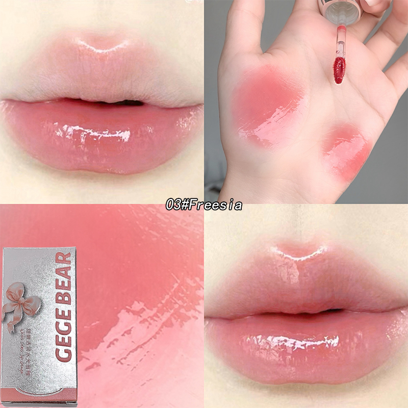 Cute Pink Lip Gloss Waterproof, Jelly Transparent Liquid Lipstick, Water Lip Tint Gift Set Makeup, Beauty Cosmetics