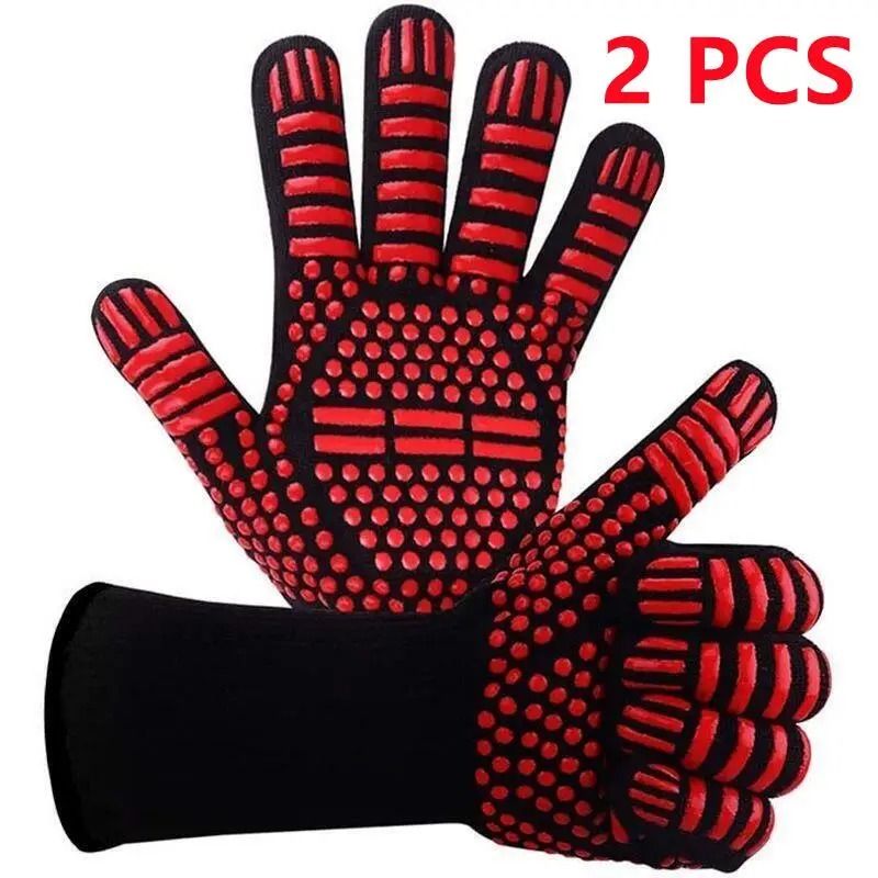 BBQ Gloves 1472F Extreme Heat Resistant Grilling Gloves Silicone Non-Slip Oven Mitts