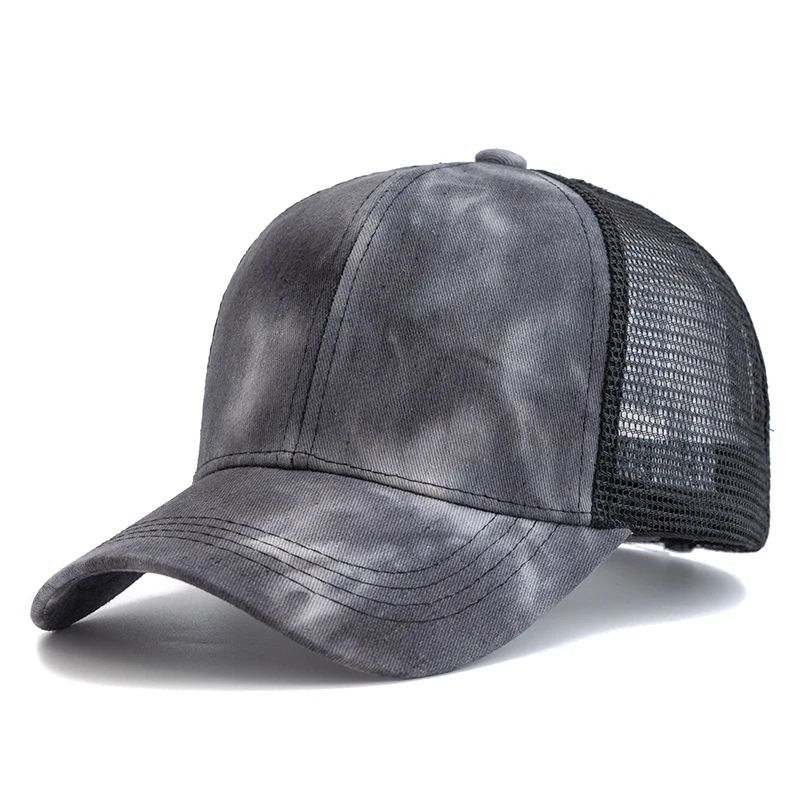 Women Tie Dye Ponytail Trucker Baseball Cap