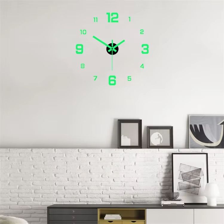 EuraGlow Luminous DIY Wall Clock – Modern Silent 3D Digital Clock with Punch-Free Installation for Home & Office