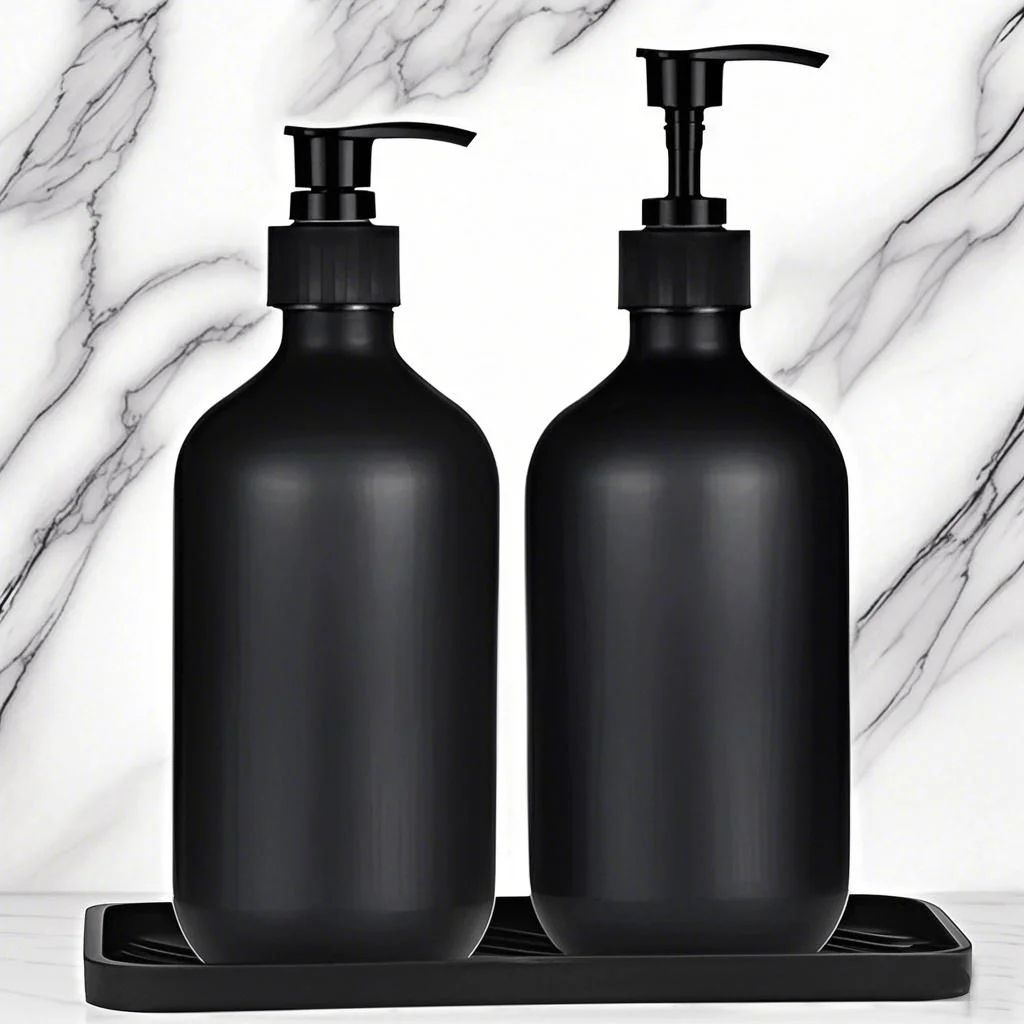 Matte Black Refillable Pump Dispenser Bottle (300/500ml) for Soap, Shampoo & Lotion