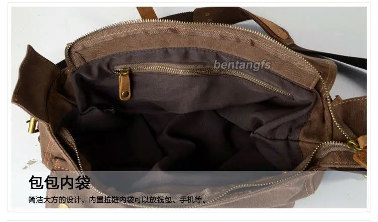 I AM LEGEND Canvas and Genuine Leather Men's Messenger Bag