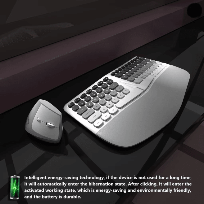 Jomaa Ergonomic Split Keyboard and Wireless Mouse Set with Wrist Rest