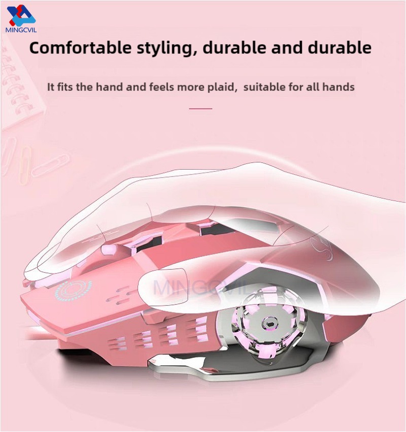 E-Sports Bluetooth Mouse, Rechargeable Wireless USB Gaming PC Mouse with Backlight