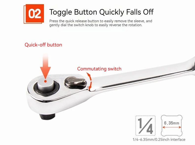 2-in-1 Compact Ratchet Wrench with Socket & Screwdriver Bits