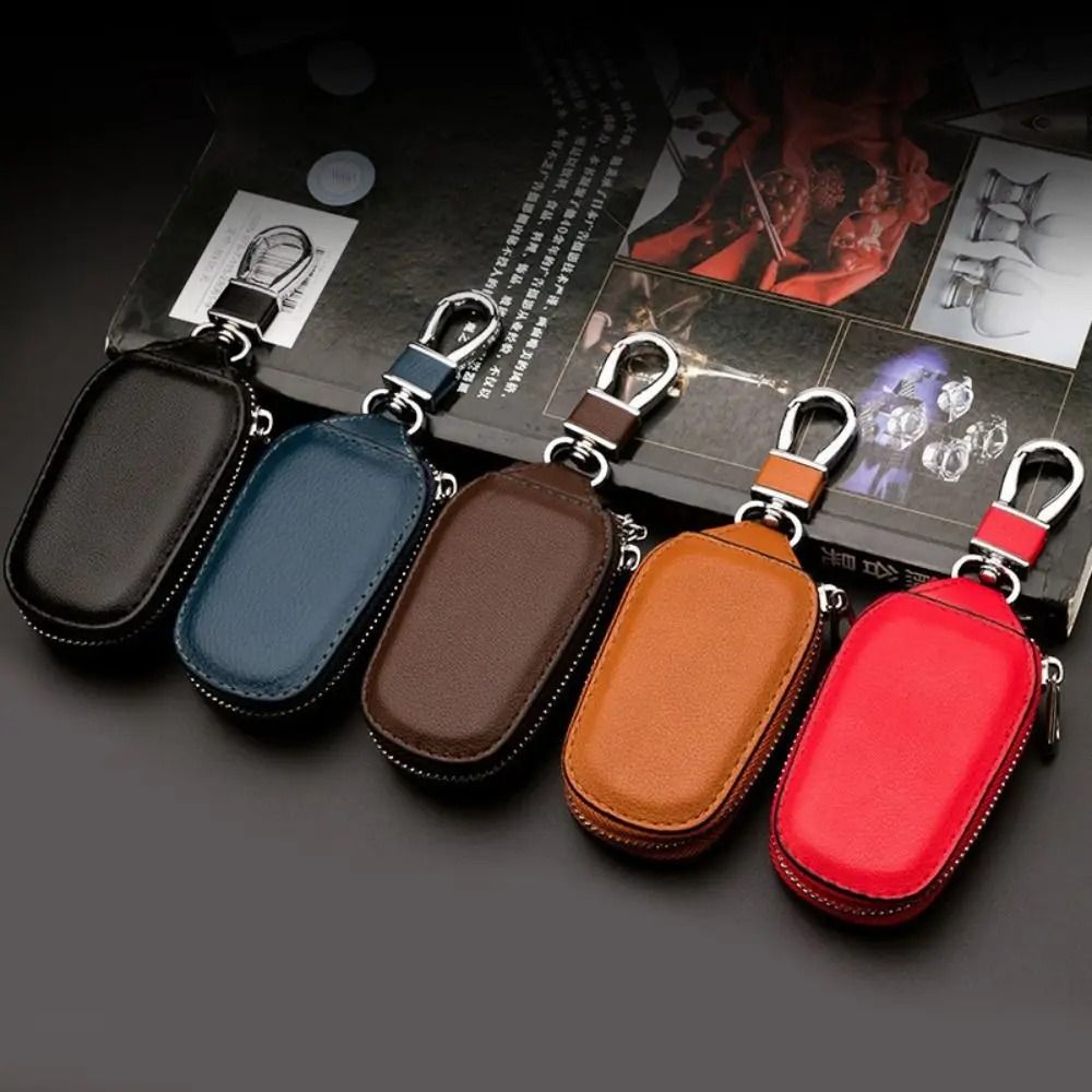PU Leather Car Keychain Cover Wallet with Zipper Key Organizer